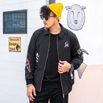 

Big Size Men's Wear Lapel Jacket Men Plus Fat Plus Tide Fat Man Autumn Short Coat Fat Loose Top Fat Man