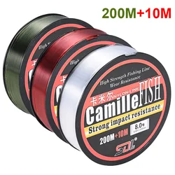 Ligne de pêche en Nylon souple et solide, 210m, revêtement en fluorocarbone, Monofilament, carpe, Surfcasting, équipement de pêche en mer 