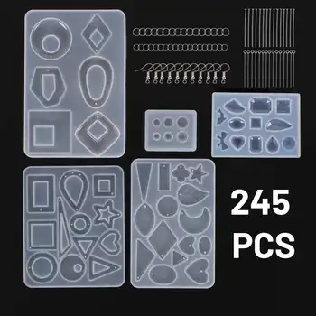 

245PCS Resin Casting Clay Molds DIY Jewelry Making Craft Kit Handmade Pendant Mould Crystal Epoxy Set Jewelry DIY Art Craft Tool