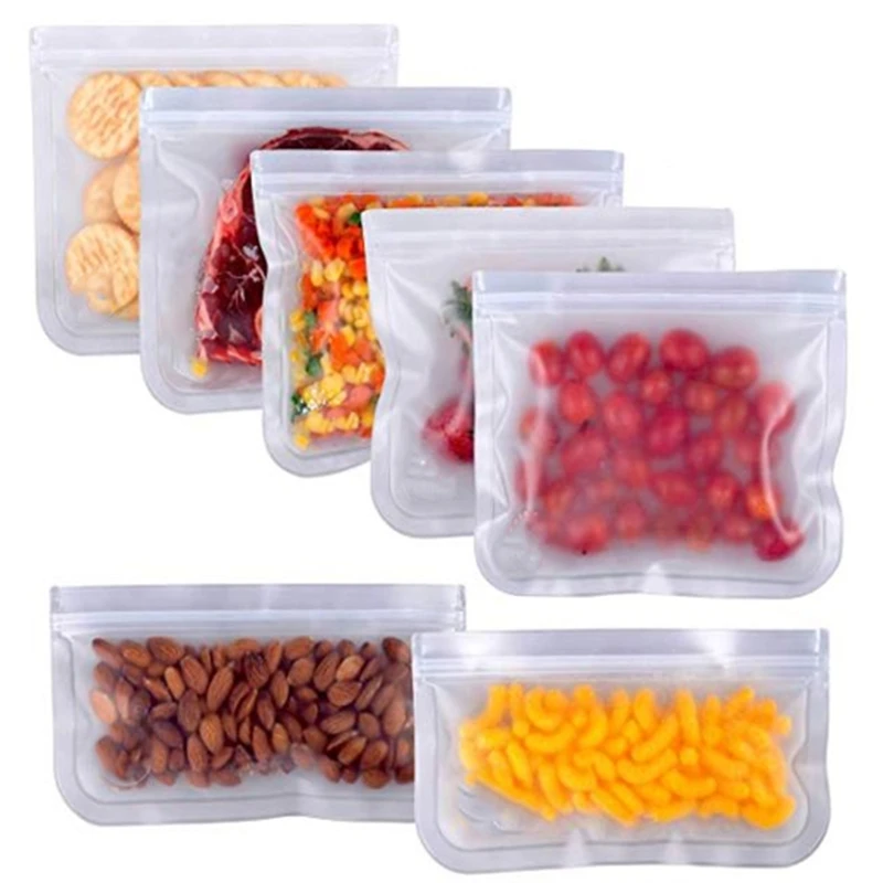 Абуи-многоразовые мешки для сэндвича утвержденные многоразовые Ziploc сумки для обеда-PEVA сумка для хранения продуктов, еды и кухни организации-Lea