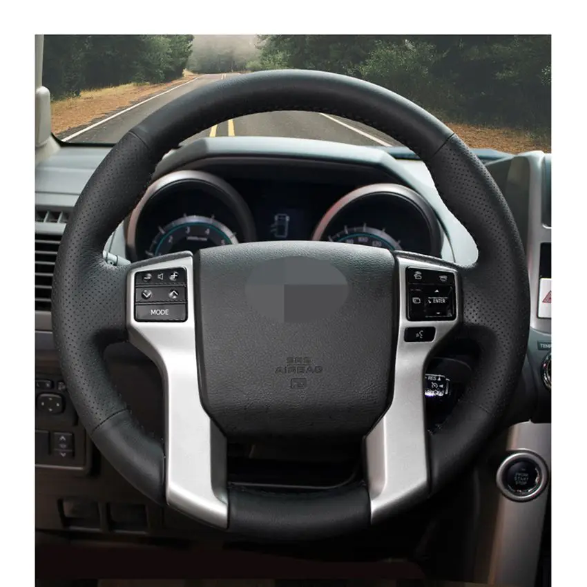 Черная крышка рулевого колеса из натуральной кожи для Toyota Land Cruiser Prado 2010- Tacoma 2012- Tundra