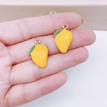 10Pcs Fruit Yellow Mango Charms Pendants Topic Fruit Charm Pendant Earring  Necklace Bracelet Charms Jewelry DIY Accessories