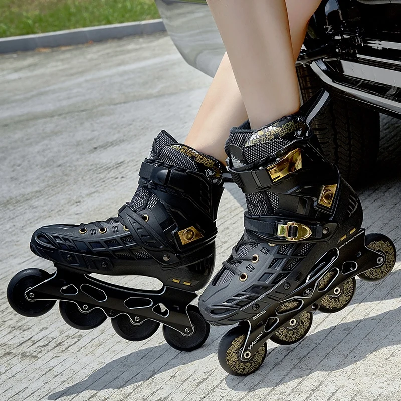 Adult Roller Skates 3 wheels speed 4 wheel slalom inline shoes for adults roller skating School Boys Girl 80mm 100mm rolling sneaker