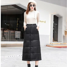 Новая зимняя теплая юбка, цельная хлопковая юбка с бантом, женская модная плотная черная юбка размера плюс, RH723