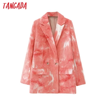 

Tangada 2020 autumn winter women Tie-dye print blazer female buttons long sleeve jacket ladies casual blazer suits DA20