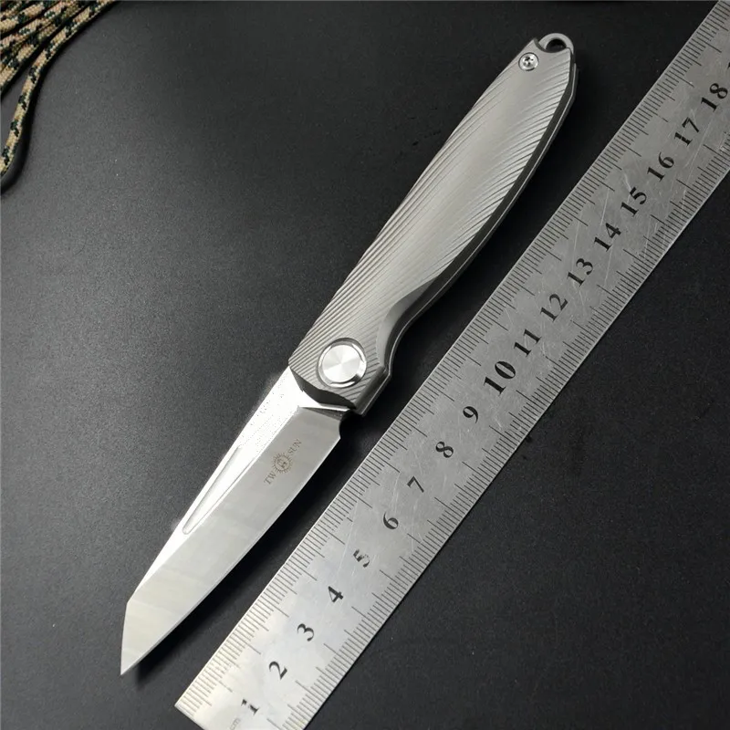 TwoSun M390 складной карманный нож 2,7" лезвие Походный нож инструмент для выживания на открытом воздухе титановая ручка скольжения шарнир нож TS90