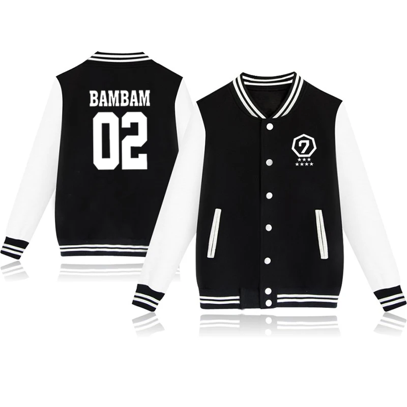 

GOT7 Printed Harajuku Single Breasted Baseball Jacket Autumn/Winter Unisex Baseball Uniform Women Men Fashion Streetwear Jackets