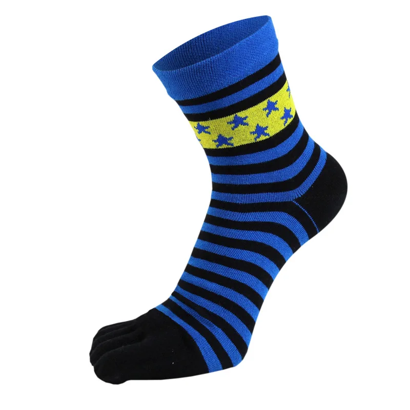 C 1 Pair Men Summer Cotton Toe Socks Striped Contrast Colorful Patchwork Men Five Finger Socks Free Size Basket New - Цвет: C