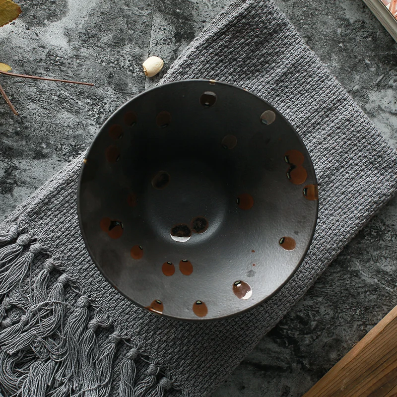 FANTERCY керамические чашки ковш Ramen Stoneware посуда Soupceramic Ретро черная миска для смешивания трендовые продукты