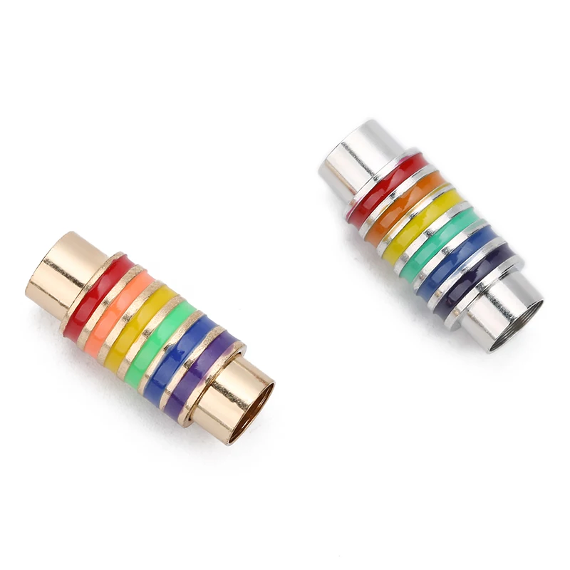 

4pcs/lot 6mm Hole Gold Rhodium Copper Rainbow Magnetic Clasps for Bracelet Connectors Leather Cords Bracelets Jewelry Marking