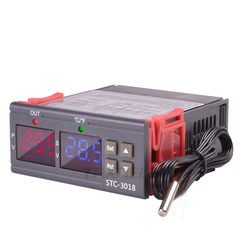 STC-3018 12V 24V 220V Цифровой Температура Контроллер C/F термостат 10A реле терморегулятор нагревательные охладительные цифровой Дисплей