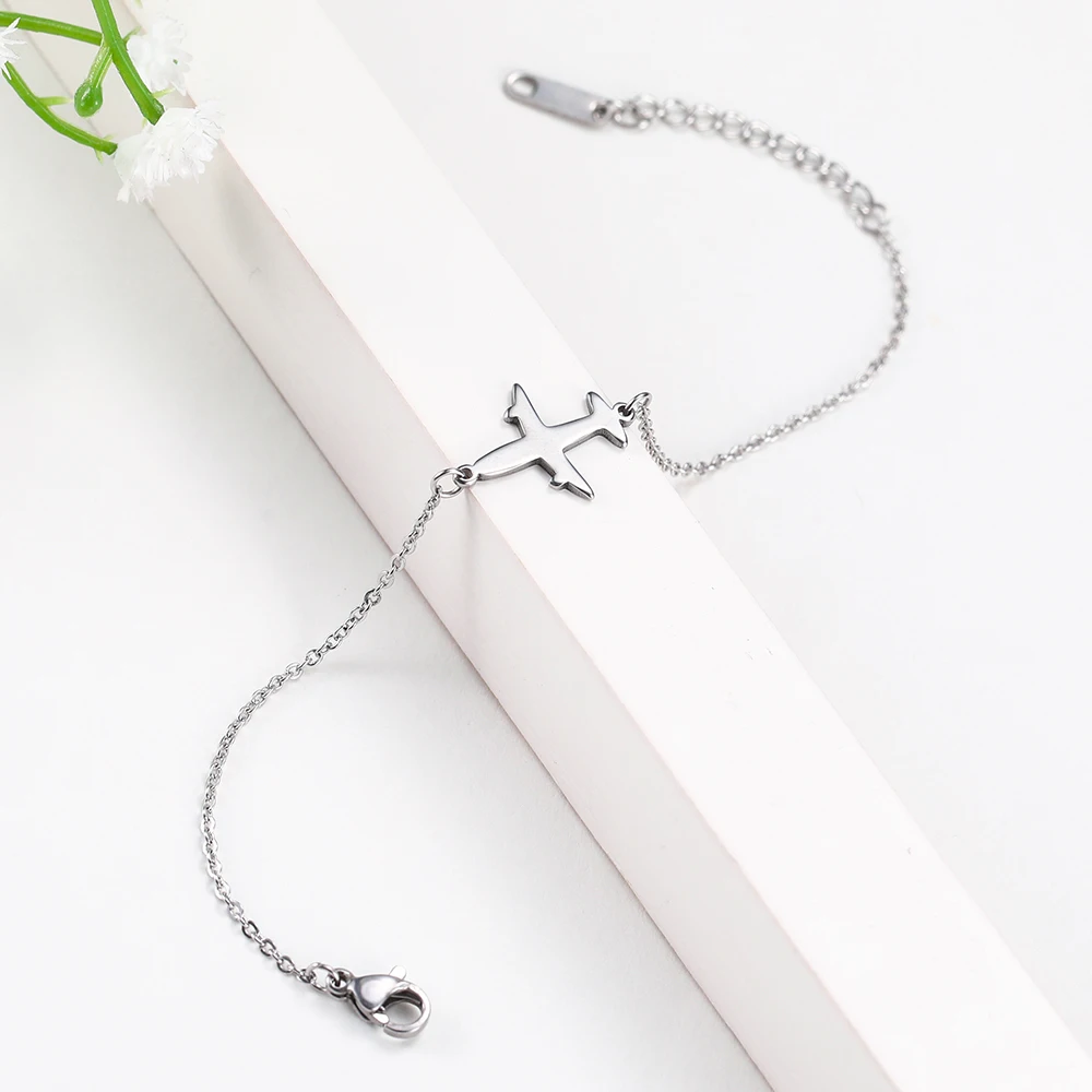 Skyrim Plane Charm Bracelet Stainless Steel Aircraft Airplane Adjustable Chain Link Bracelets Pulsera Jewelry Gift for Women - Image 4