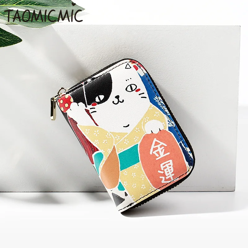 

Yue Qian Triumphant Achieve Meaning Pattern Women's Zipper Card Case Card Bit More Bank Card Holder Accordion Type Pu Leather Ca