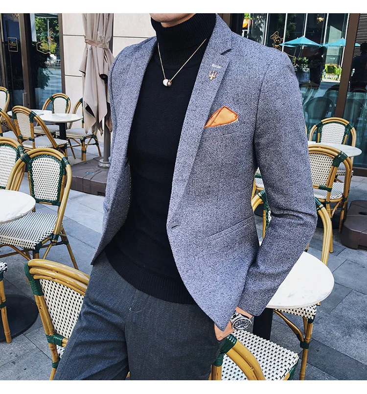 Мужской Блейзер, пиджак, осень, мужские блейзеры, Para Hombre, кофейный, синий, серый, деловой, американский, Hombre, блейзеры