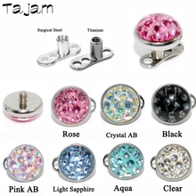 Tajam 1 шт. якорь для вшивания в кожу Топ эпоксидная CZ прозрачная кожа Diver спрятать в коже верхняя часть пирсинга для женщин Модная бижутерия для пирсинга 16 г 6 мм