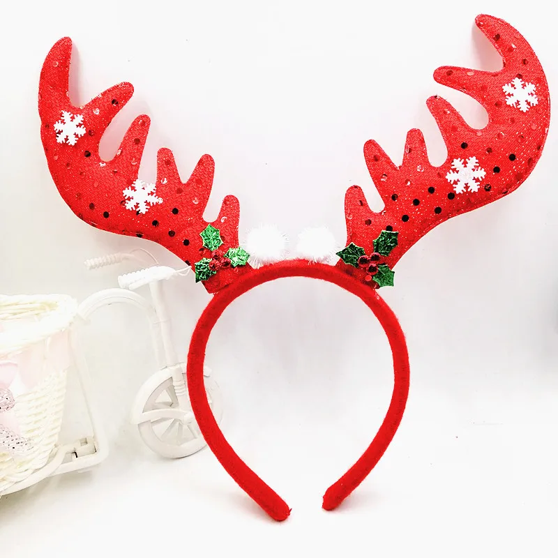 Милая Рождественская тематическая повязка на голову, Санта/Снеговик/олень/медведь/дерево/рог, Нетканая детская застежка на голову, рождественские подарки, декоративная повязка для волос