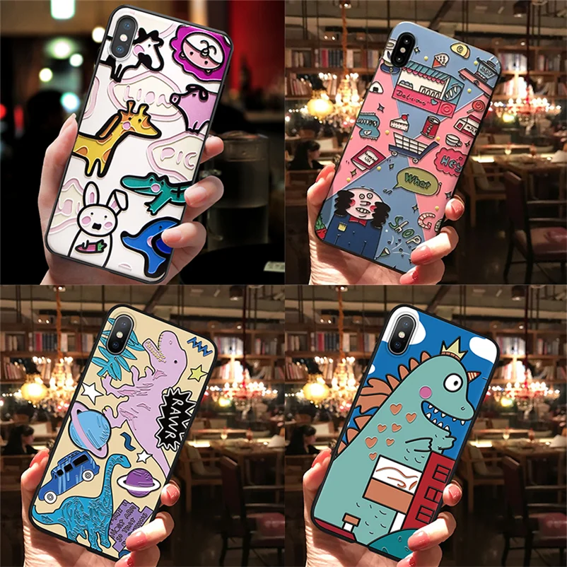 

3D Emboss Animals Cover For Xiaomi Redmi 7A 6A 5 Plus S2 Note 5 6 7 8 K20 Pro 3 4X Mi 9T A1 A2 8 Lite 9 SE CC9 CC9e F1 TPU Case