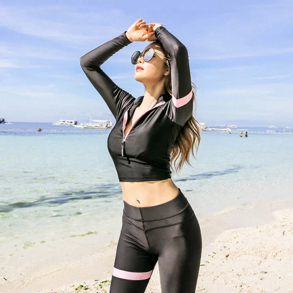 

South Korea Split Type Diving Suit Women's Long-Sleeve Trousers Sun-resistant Bathing Suit Surfing Slimming Jellyfish Clothing S