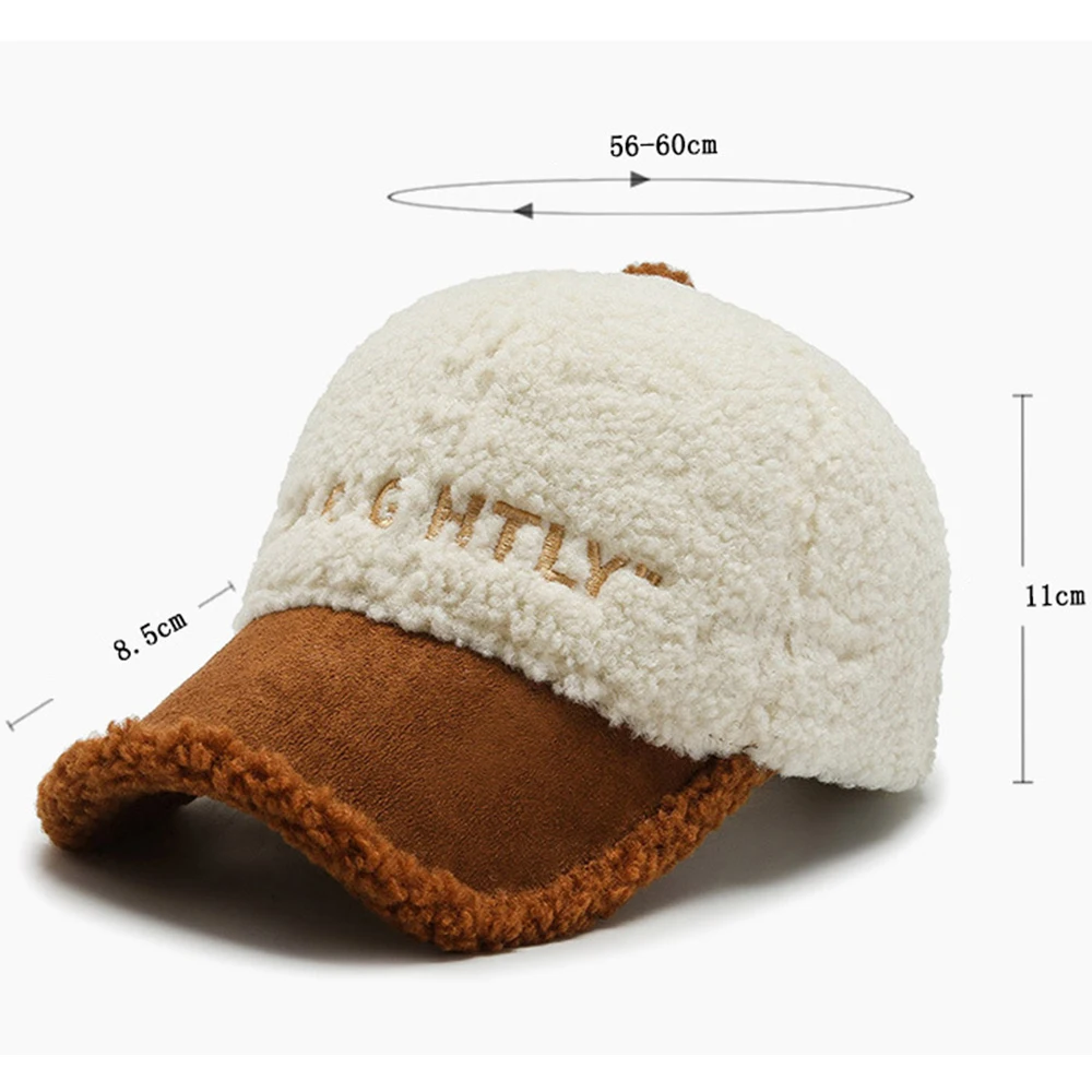 White Lambswool Winter Baseball Cap 