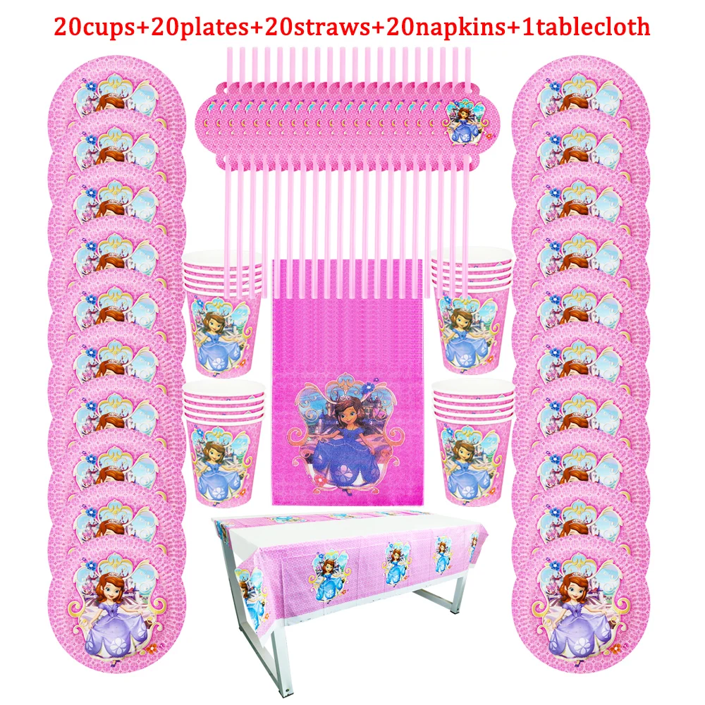 20盘子+20杯子+20纸巾+20吸管+1桌布