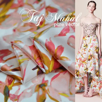 

Printed natural silk fabric satin soft shirt dress silk stretch satin fabric meter stretch spandex fabric wholesale silk cloth