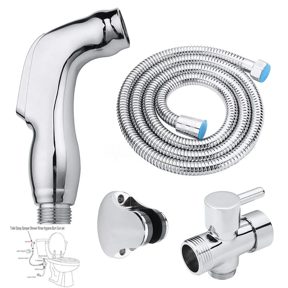 

Home Handheld Bathroom Practical Shower Bidet Sprayer Set Toilet Cleaning ABS Wash Personal Hygiene Shattaf T Adapter