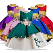 Детские платья для девочек; платье принцессы с вышивкой; элегантное детское вечернее платье; свадебное платье с цветочным узором для девочек; vestido infantil