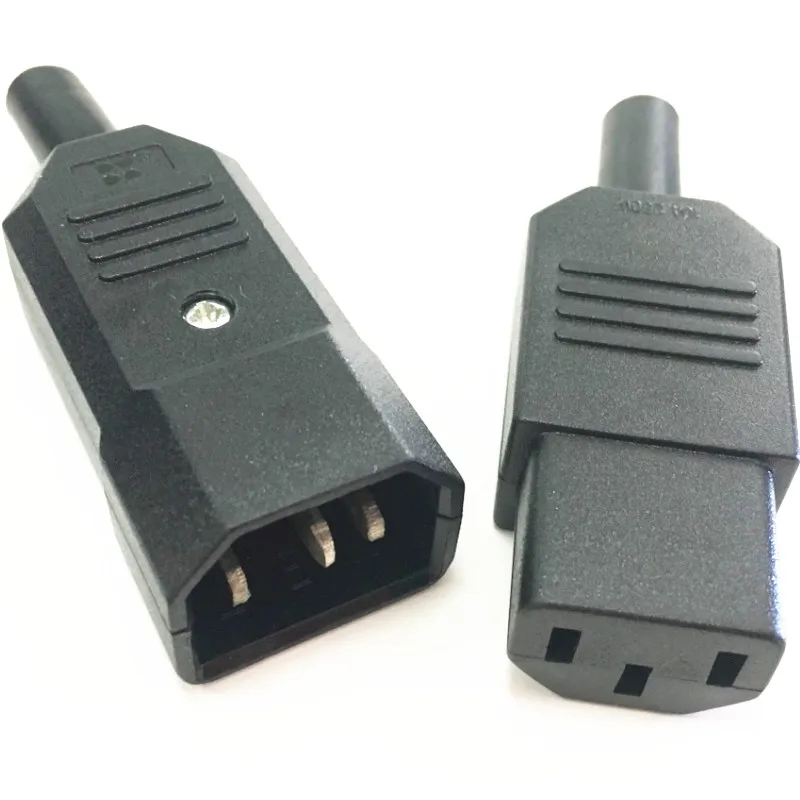 

IEC Straight Cable Plug Connector C13 C14 10A 250V Black female&male Plug Rewirable Power Connector 3 pin AC Socket