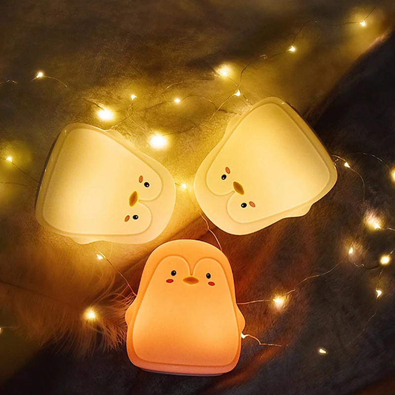 LED Night Light for Children Baby Kids Bedside Lamp Silicone Press Sensor Control Night Light