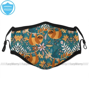 

Sloth Mouth Face Mask Happy Boho Sloth Floral Facial Mask Funny Fashion with 2 Filters for Adult