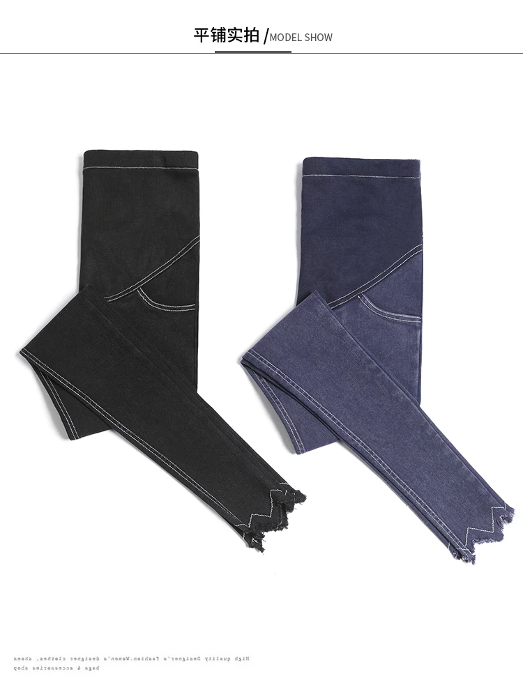 new autumn pregnant women nine pants pregnant women stomach lift pants feet pants wearing elastic denim casual pants