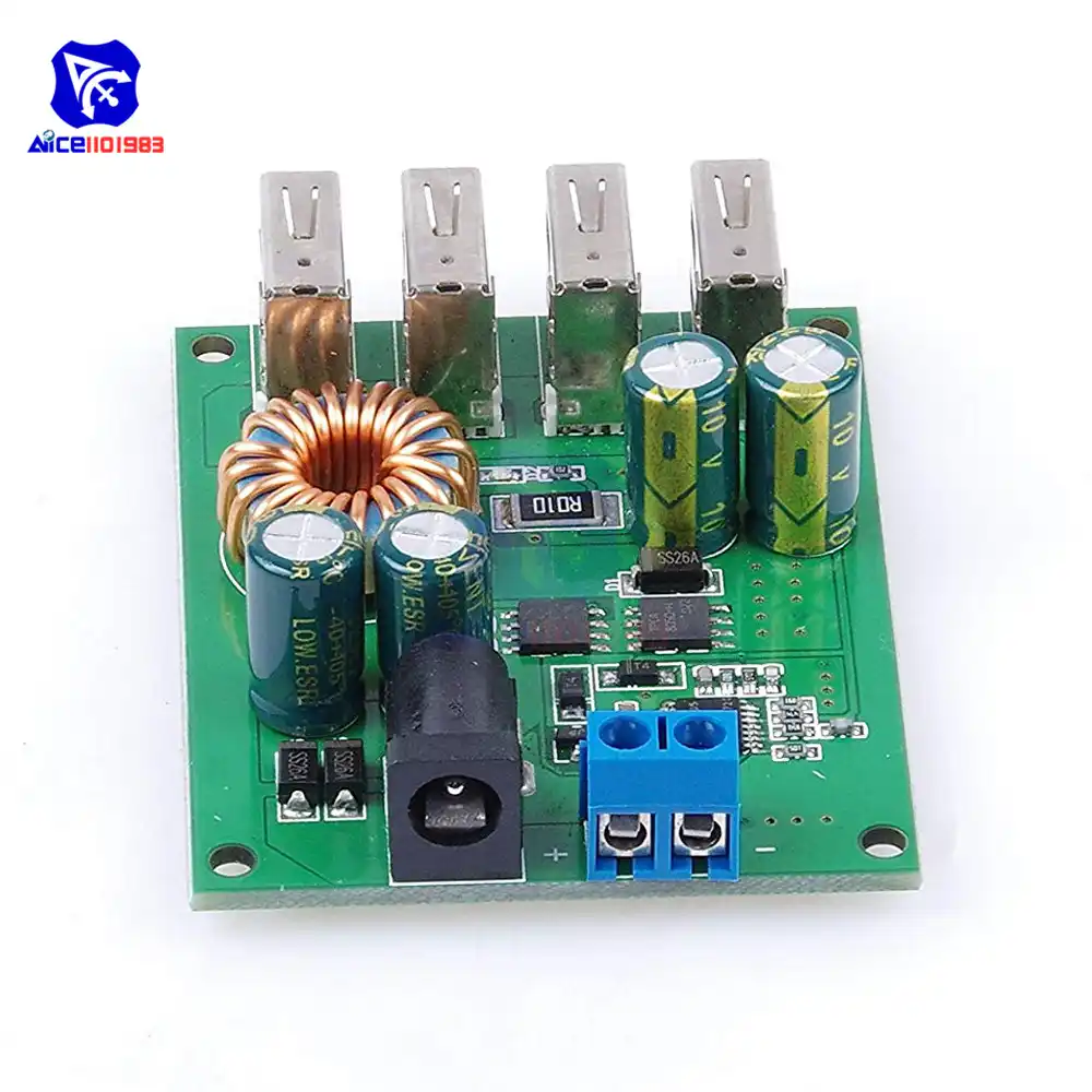 Scheda convertitore DC-DC da 7-60V a 5V Buck con custodia 4USB Modulo di alimentazione step-down per alimentazione mobile