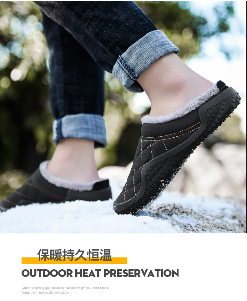 Fashion Winter Men's slippers popular Waterproof Warm House shoes Non slip Indoor Shoes for men Big size 48 warm Herenpantoffels