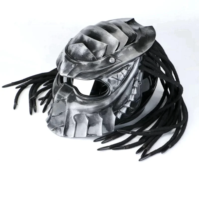 Masei, шлем "хищник", гибкая полоса освещения, авто-стиль, маска из стекловолокна, мотоциклетный, полный, для лица, винтажный, ретро, шлем - Цвет: Bright Dark Grey