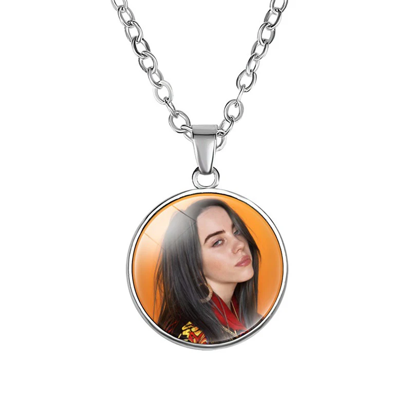 Billie Eilish ожерелье Круглый купол стакан драгоценных камней ожерелье с подвеской простое ювелирное изделие подарки