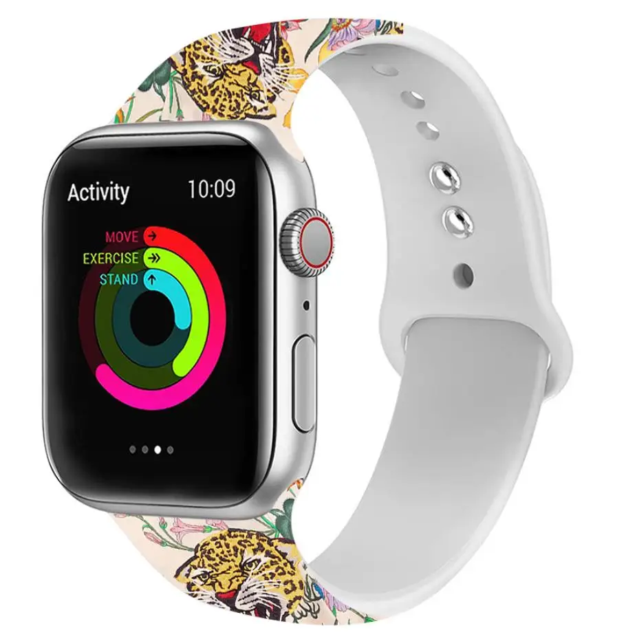 Ремешок для Apple watch силиконовый 38 мм 42 мм iwatch4 с 44 мм 40 мм цветочный принт ремешок браслет Регулируемая Замена Apple Watch4321 - Цвет ремешка: 26