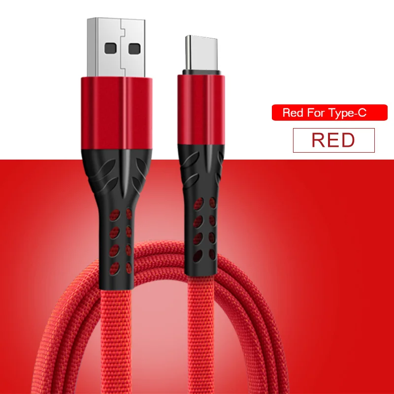 Red-TypeC 4 Color 3.5A Fast Charge Cable Data Line Type-C Type C USB C High Quality Safety Charging Cable Micro USB Cord Wire Mi 9 9T Pro - Цвет: Red-TypeC
