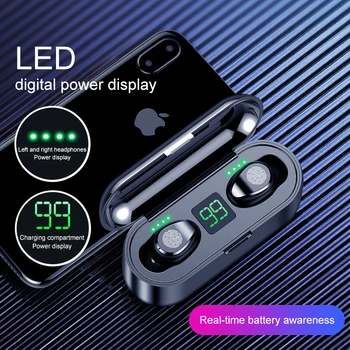 

F9 Hifi Bluetooth5.0 Earphone Waterproof IPX7 3D stereo Wireless Headphone Siri touch USB Earbuds Power Bank air dots for xiaomi