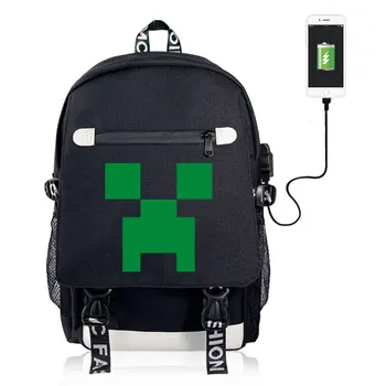 

Minecrafted Pixel Wars Theme Peripheral Canvas Backpack Student Backpack Usb Interface School Bag