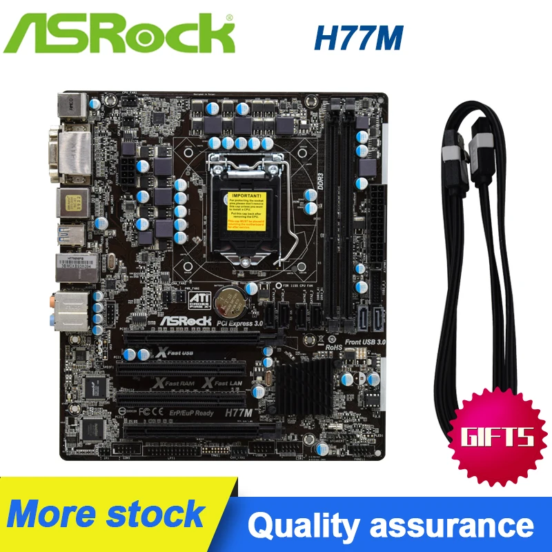 Материнская плата для ASRock H77M LGA1155 H77 MATX USB3 SATA3 fiber HDMI|Материнские платы| |