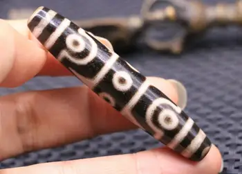 

Energy Magic LKbrother Talisman Treasure Magic Tibetan Old Agate Black 8 Eye Tiger Tooth Long dZi Bead Amulet Pendant 5Aa