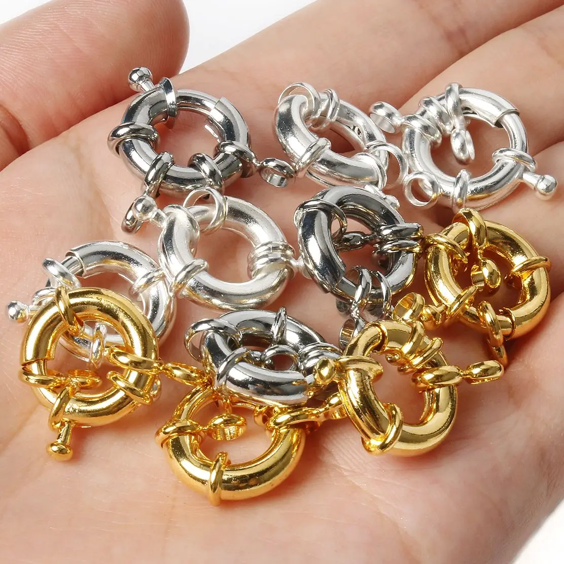 5pcs/lot Copper Gold Color Round Claw Spring End Clasps for DIY Jewelry Clavicle Necklace Bracelet Sailor Connector | Украшения и