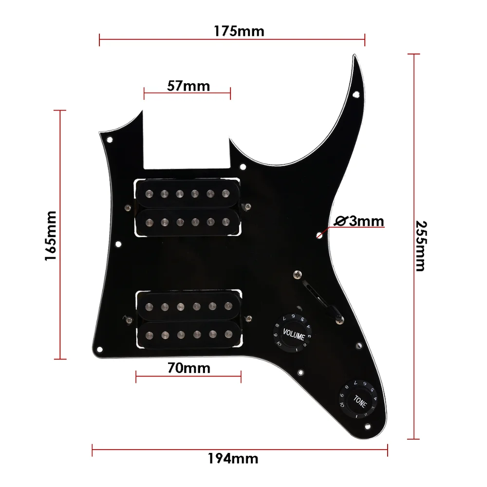 Kmise загружен Prewired Pickguard HH с звукоснимателями для GRGM21 Электрические запасные части для гитары 3 Ply черный