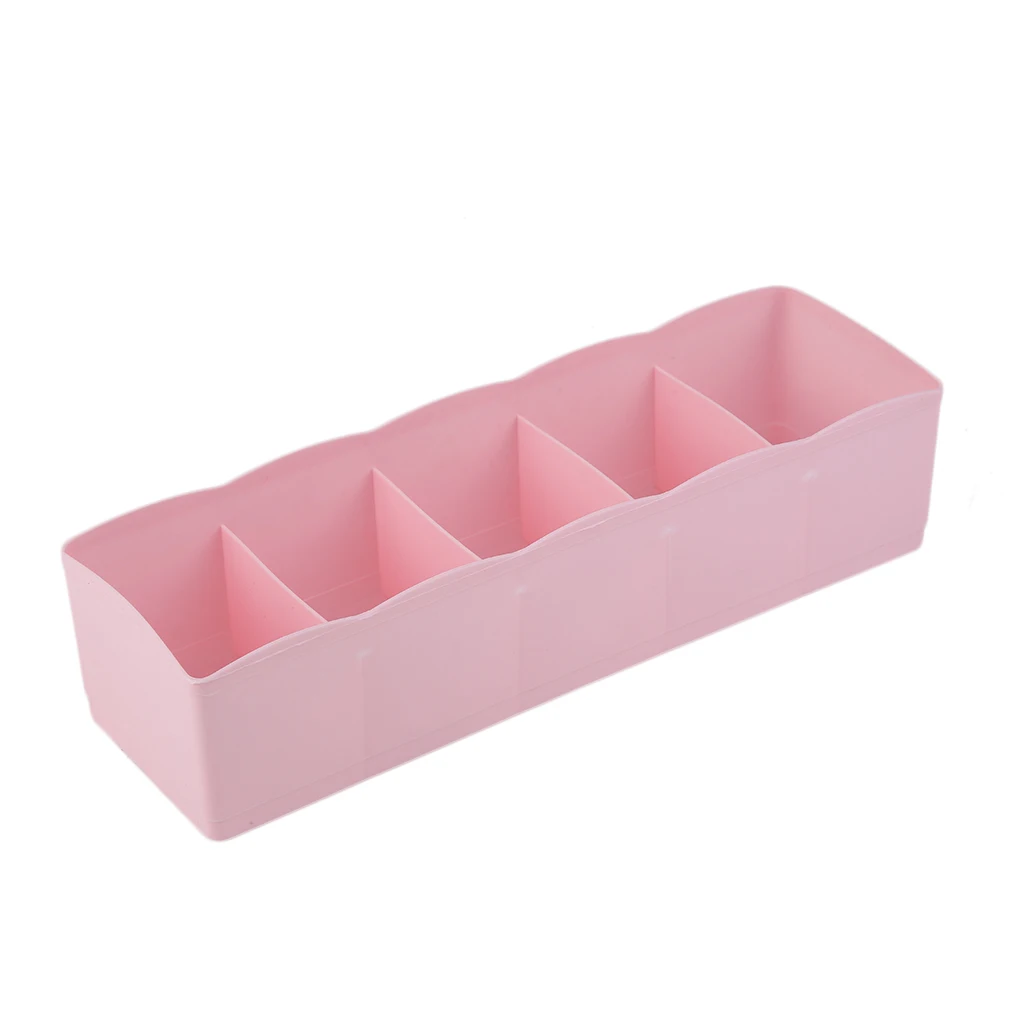 

4 Colors Five Grids Multifunction Underwear Socks Tiny Things Storage Box Plastic Finishing Box Drawer Desk Bed Cabinet