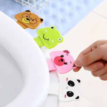 

4Pcs Toilet Cover Portable Equipment Cute Cartoon Convenient Toilet Cover Fixing Device Unclean Manually Unlock