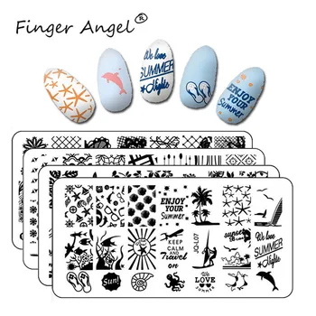 

Finger Angel 1PCS Nail Art Stamping Plates Stamp Plate Lace Geometric Design Hepburn Images Summer Style Manicure Nail Template