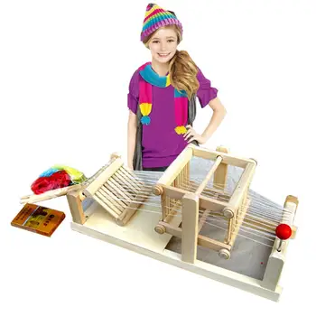 

Kids Children Hand Knitting Toy Operational Ability Mini Weaving Machine DIY Wooden Loom With Accessories Science Toys