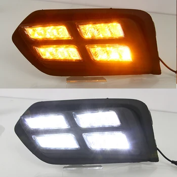 

CSCSNL 1 Pair LED DRL Daytime Running Light daylight For Honda City 2017 2018 2019 fog lamp cover with Yellow Turn Function