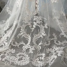 GLace 1Y/лот Выкл белый благородный вышитое цветочное кружево швейная ткань для свадебного платья аксессуары DIY Материал TX1393