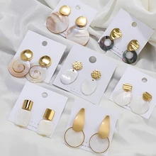 AENSOA, модные круглые жемчужные серьги, простые натуральные серьги-капли для женщин, геометрический золотистый, массивные серьги, ювелирное изделие